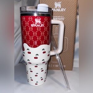 Stanley Flowstate Red and White Cherry Design Tumbler 40 oz.